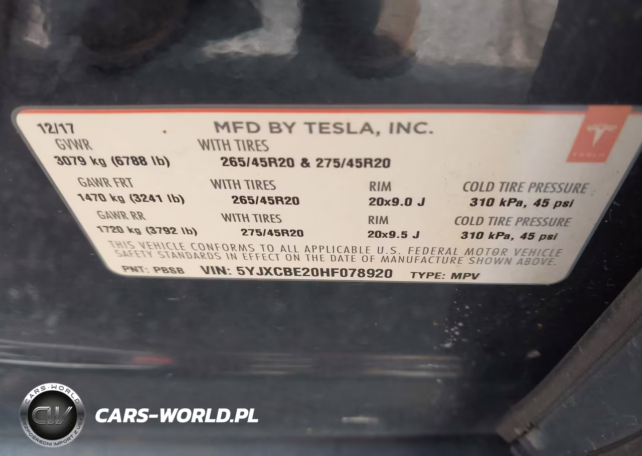 2017 Tesla Model X 100D-75D-90D VIN:5YJXCBE20HF078920 - 9