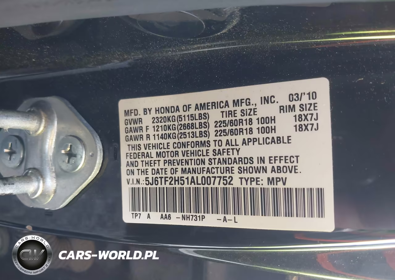 2010 Honda Accord Crosstour Ex-L VIN:5J6TF2H51AL007752 - 9