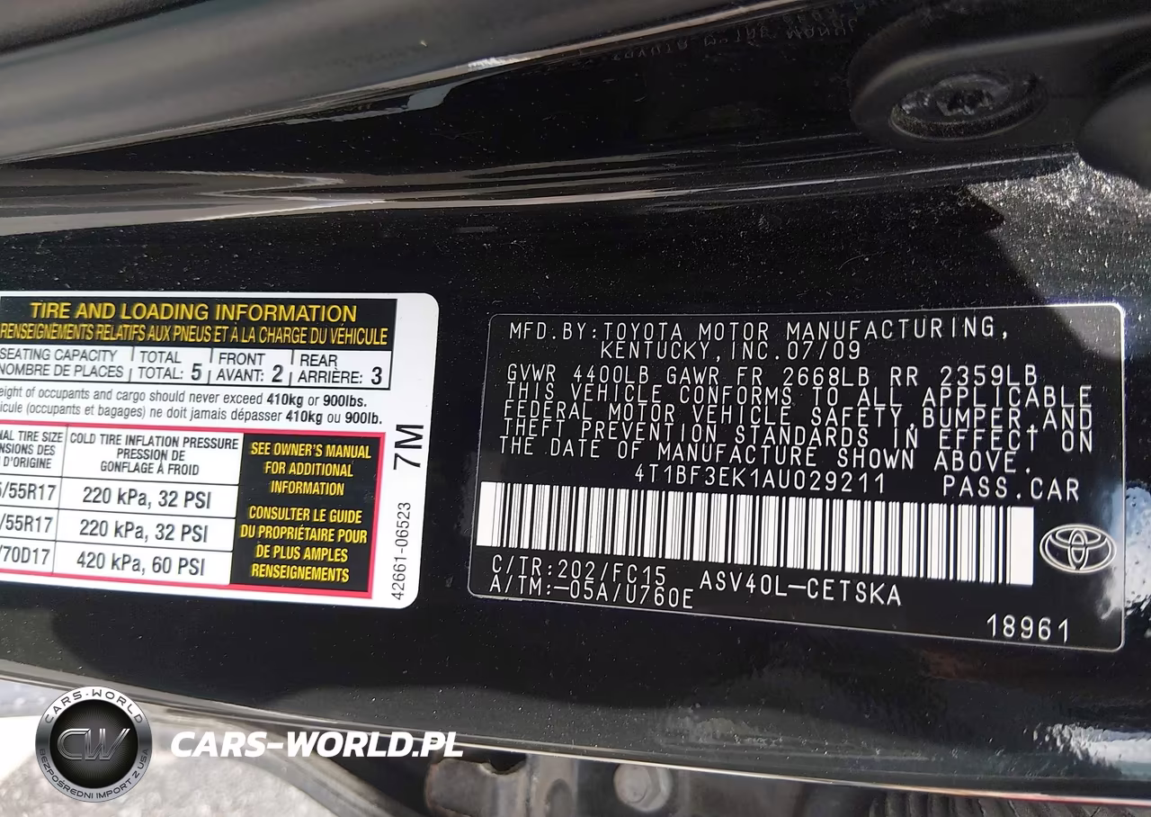 2010 Toyota Camry Se VIN:4T1BF3EK1AU029211 - 9