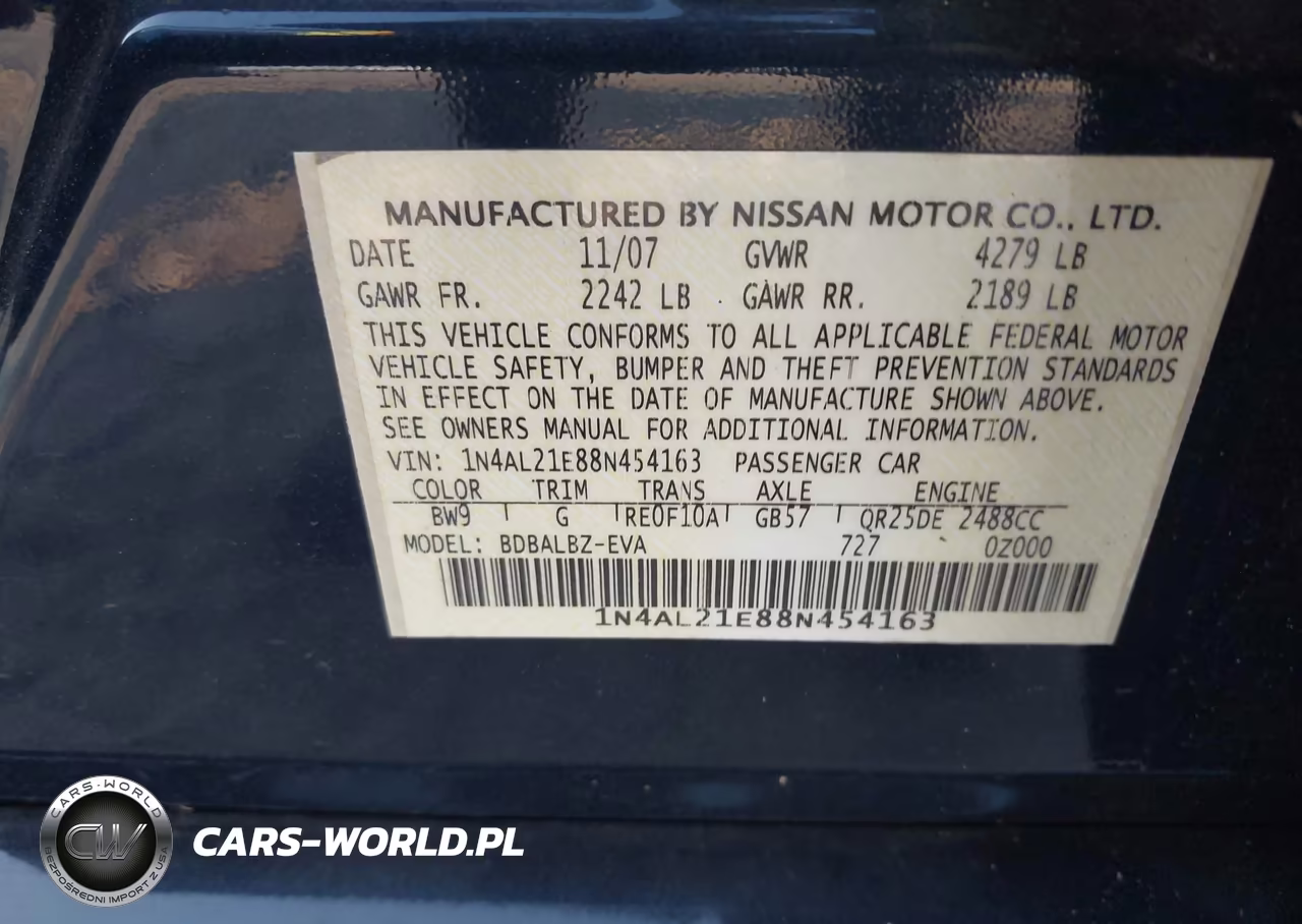 2008 Nissan Altima 2.5 S VIN:1N4AL21E88N454163 - 9
