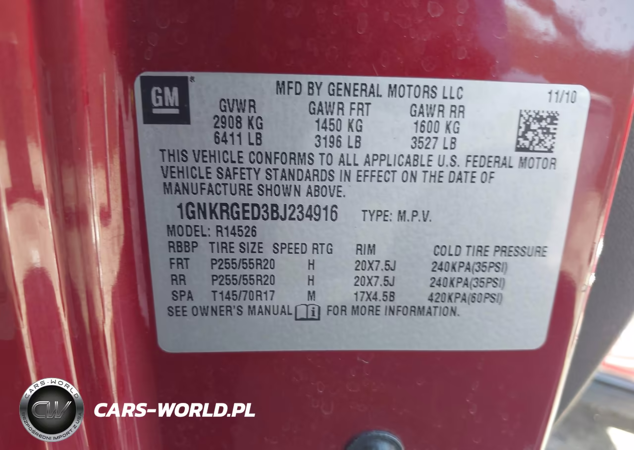 2011 Chevrolet Traverse Lt W-1Lt VIN:1GNKRGED3BJ234916 - 9