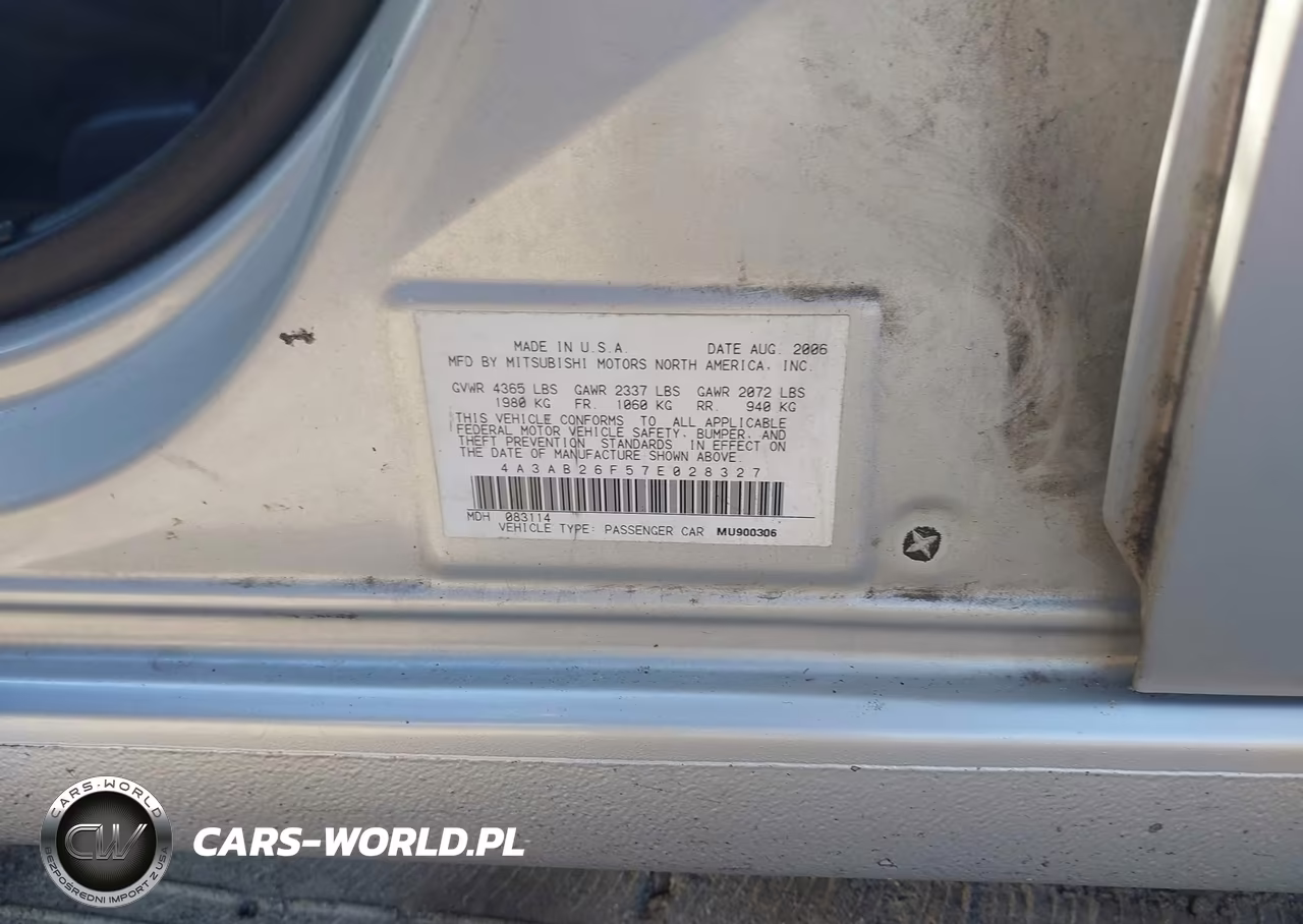2007 Mitsubishi Galant De VIN:4A3AB26F57E028327 - 9