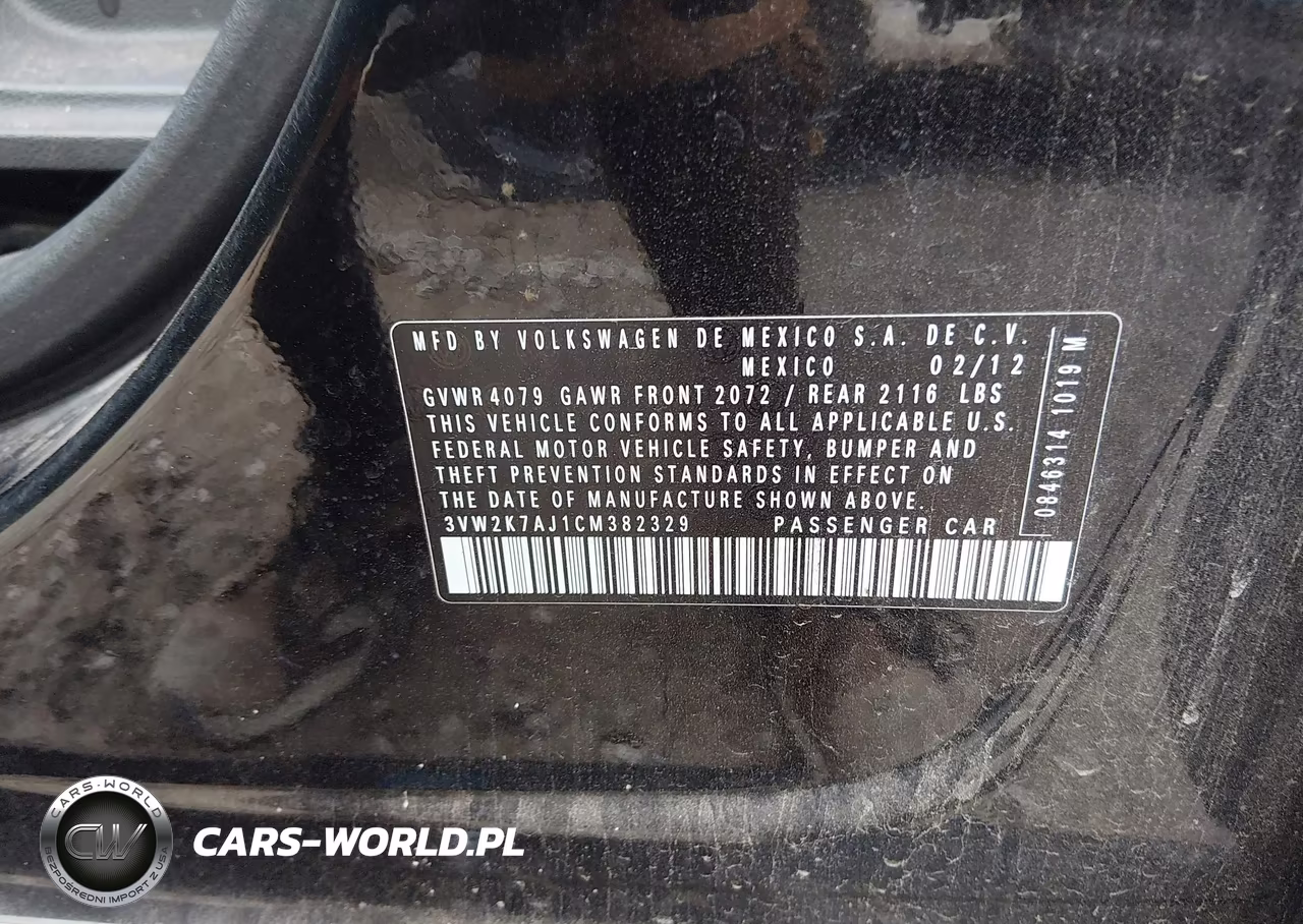 2012 Volkswagen Jetta 2.0L S VIN:3VW2K7AJ1CM382329 - 9