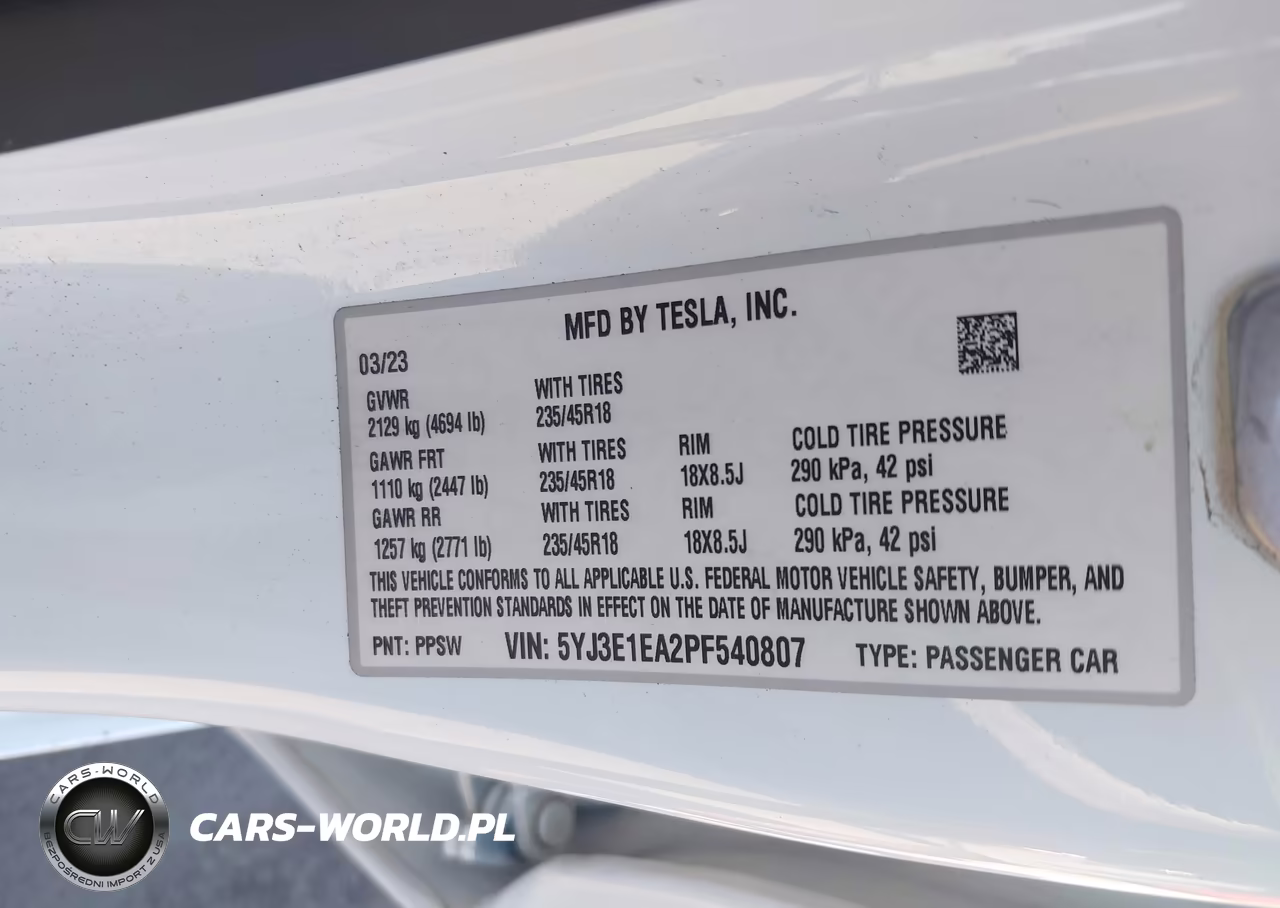 2023 Tesla Model 3 Rear-Wheel Drive VIN:5YJ3E1EA2PF540807 - 9