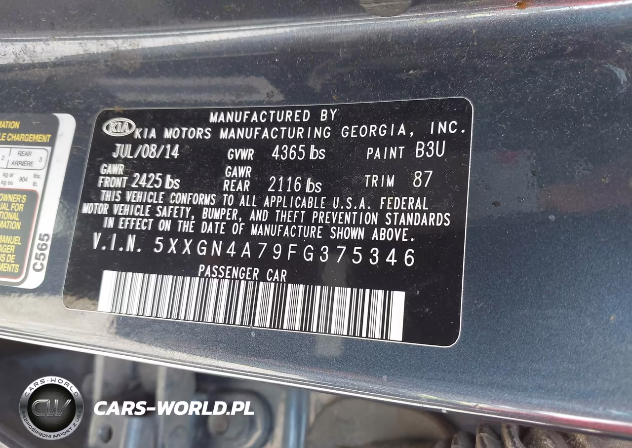 2015 Kia Optima Ex VIN:5XXGN4A79FG375346 - 9