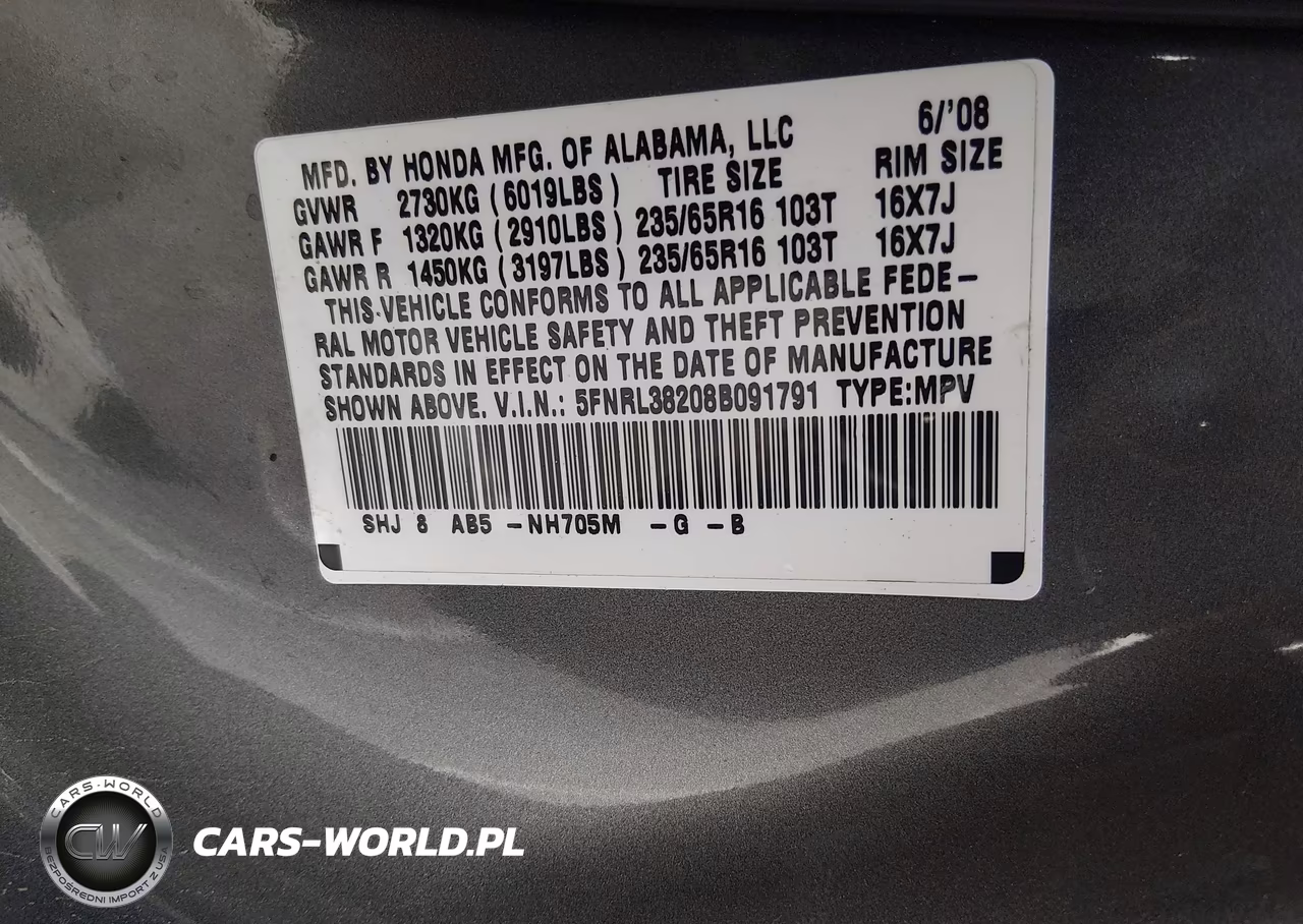 2008 Honda Odyssey Lx VIN:5FNRL38208B091791 - 9
