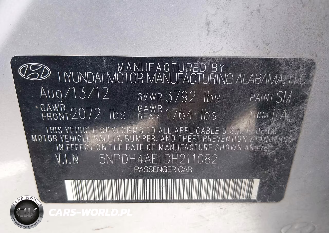 2013 Hyundai Elantra Gls VIN:5NPDH4AE1DH211082 - 9