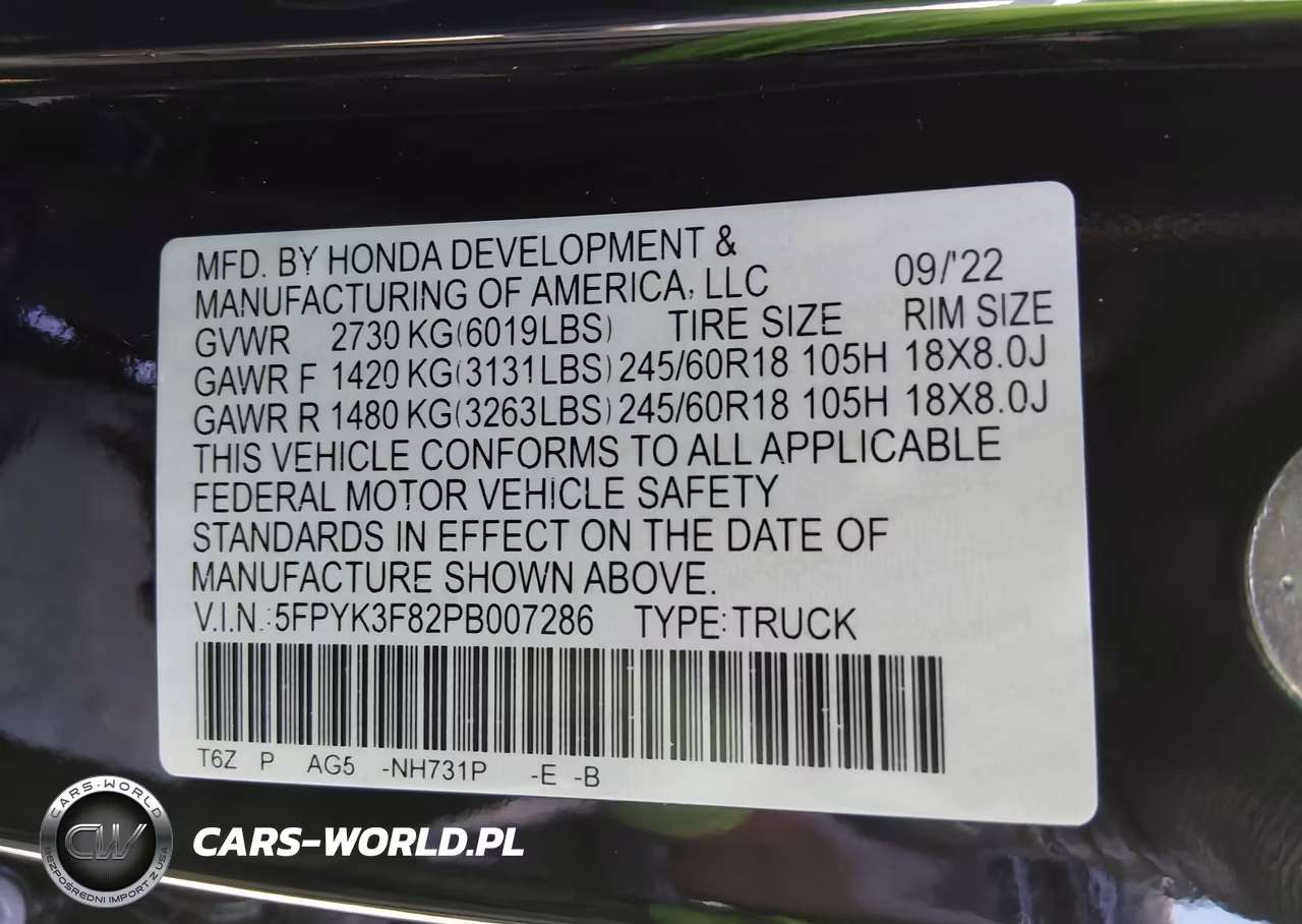 2023 Honda Ridgeline Black Edition VIN:5FPYK3F82PB007286 - 9