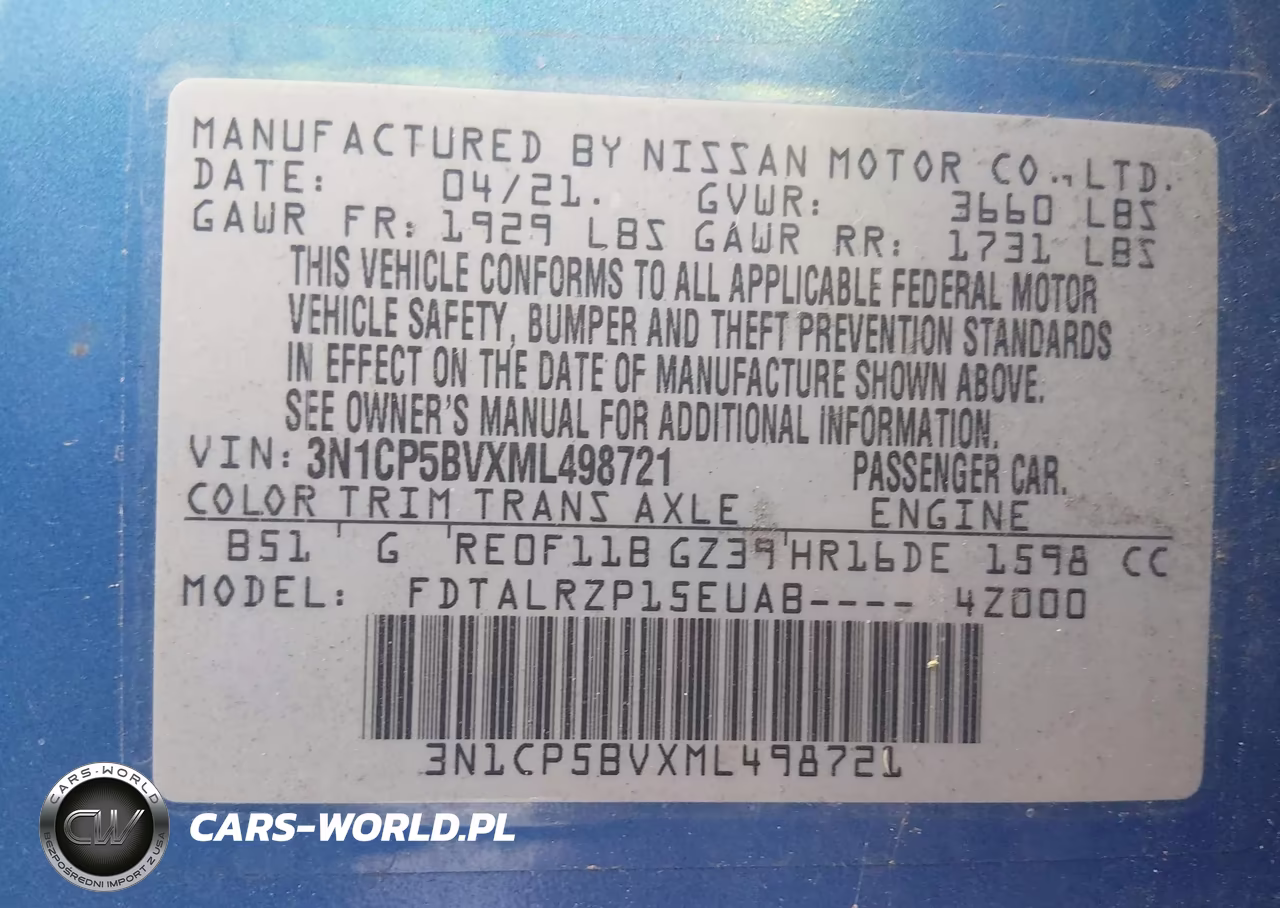 2021 Nissan Kicks S Xtronic Cvt VIN:3N1CP5BVXML498721 - 9