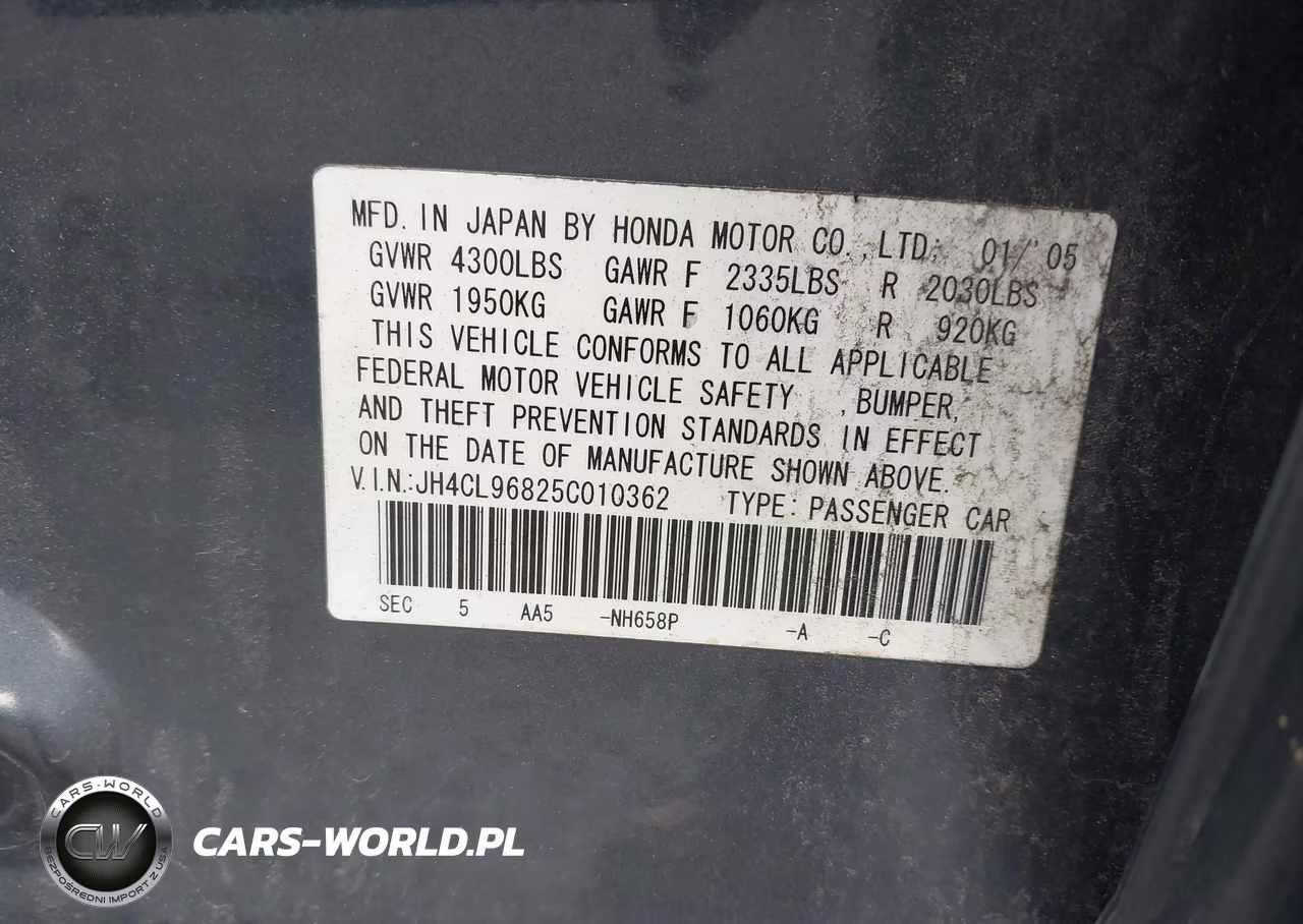 2005 Acura Tsx VIN:JH4CL96825C010362 - 9