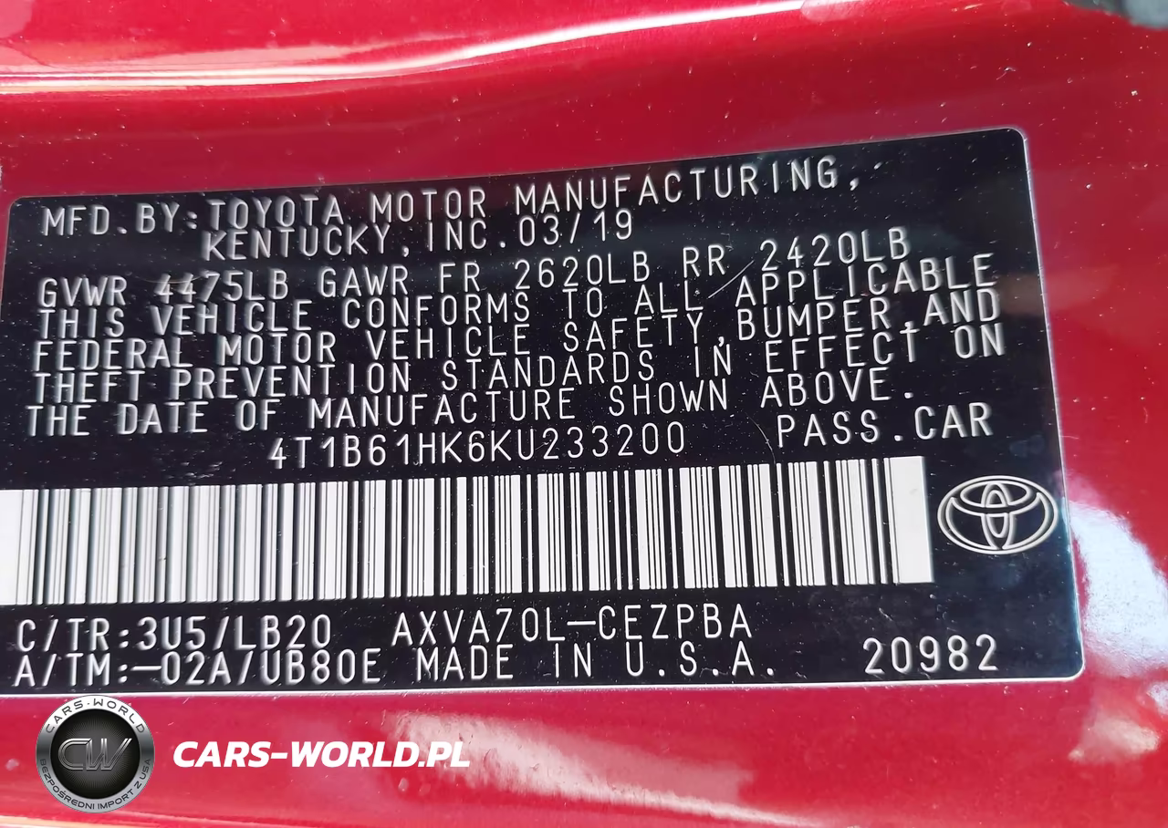 2019 Toyota Camry Xse VIN:4T1B61HK6KU233200 - 9