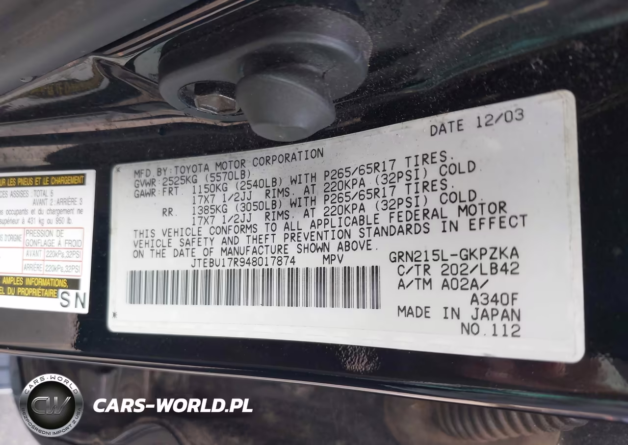 2004 Toyota 4Runner Limited V6 VIN:JTEBU17R948017874 - 9