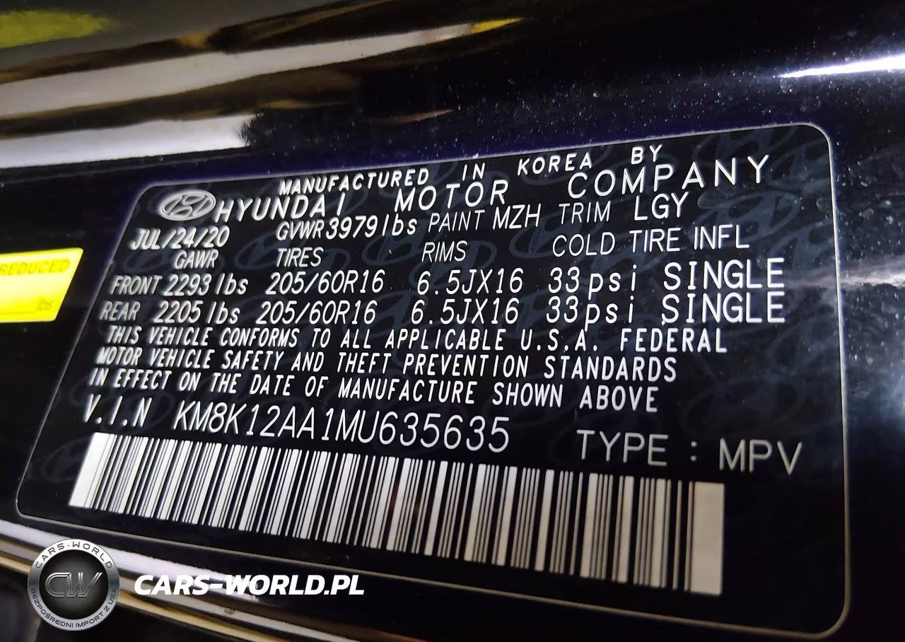 2021 Hyundai Kona Se VIN:KM8K12AA1MU635635 - 9