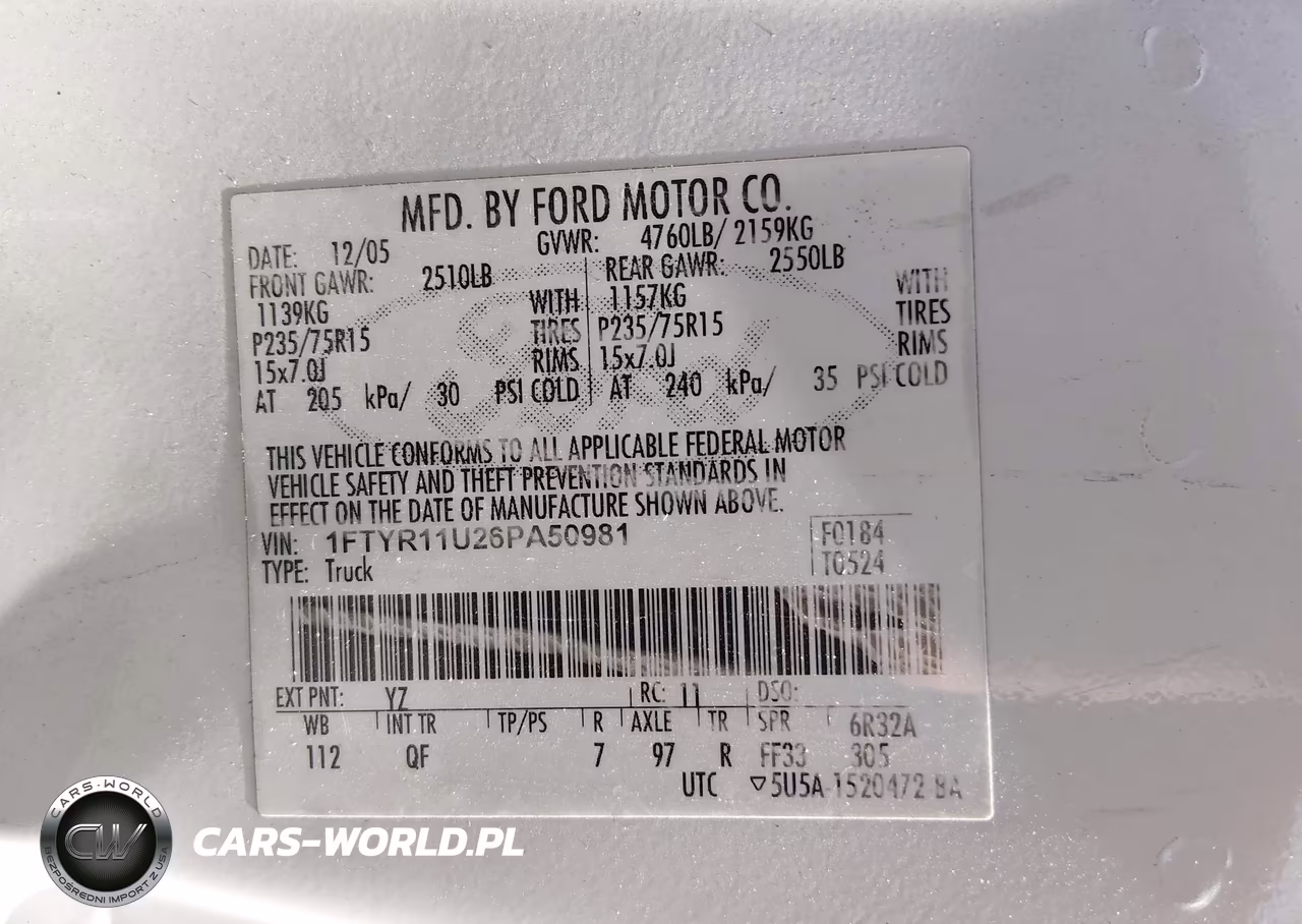 2006 Ford Ranger Sport-Xl-Xlt VIN:1FTYR11U26PA50981 - 9
