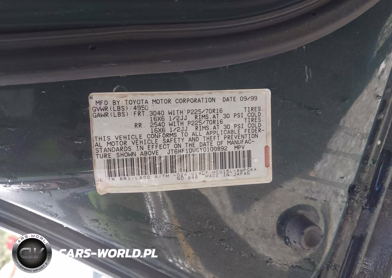 2000 Lexus Rx 300 VIN:JT6HF10U6Y0100892 - 9
