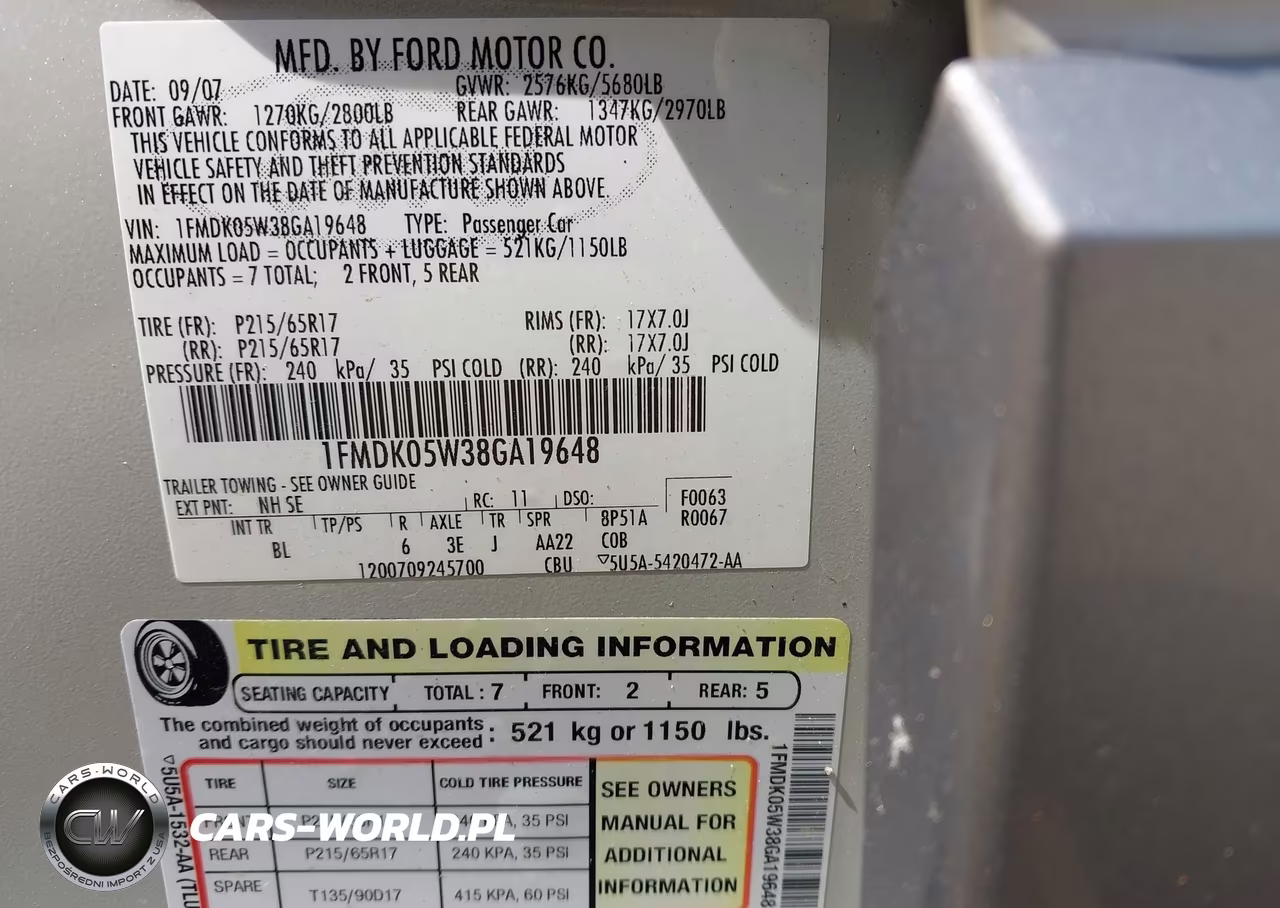2008 Ford Taurus X Sel VIN:1FMDK05W38GA19648 - 9