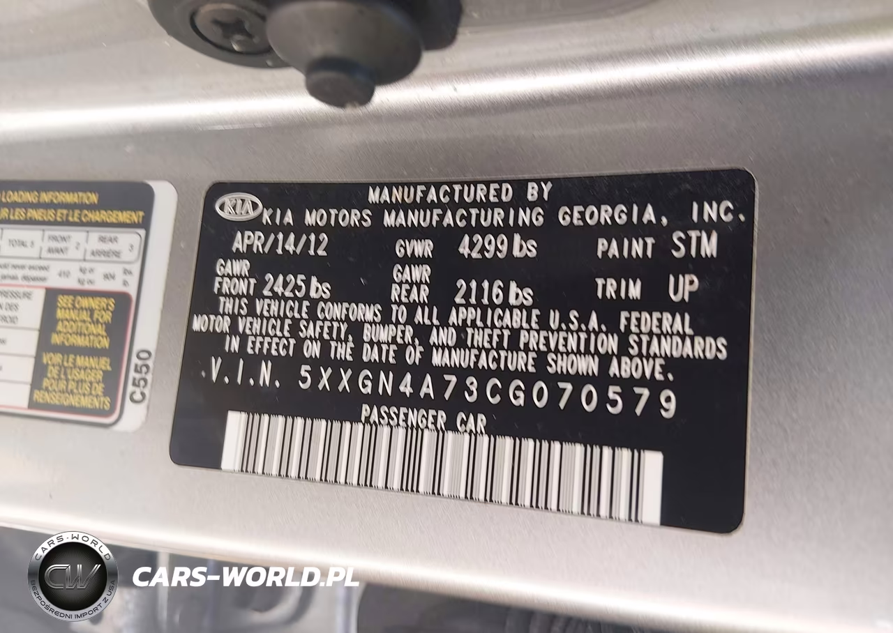 2012 Kia Optima Ex VIN:5XXGN4A73CG070579 - 9