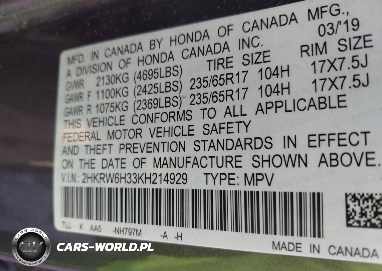 2019 Honda Cr-V Lx VIN:2HKRW6H33KH214929 - 9