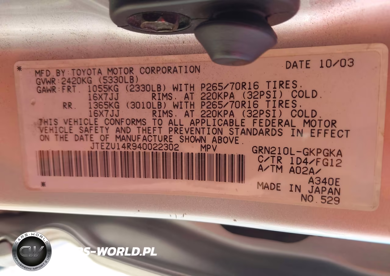 2004 Toyota 4Runner Sr5 V6 VIN:JTEZU14R940022302 - 9