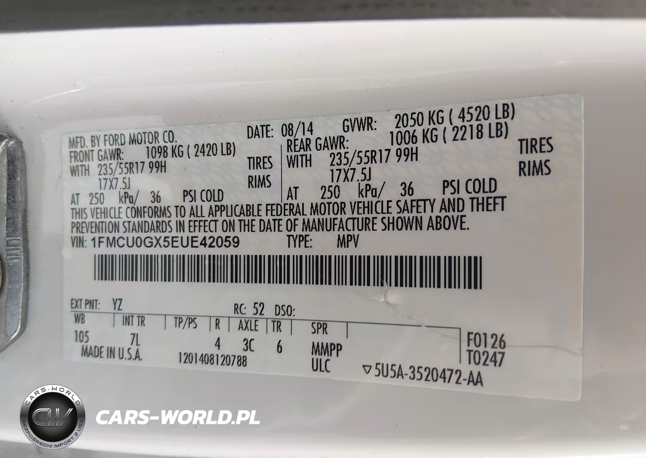 2014 Ford Escape Se VIN:1FMCU0GX5EUE42059 - 9