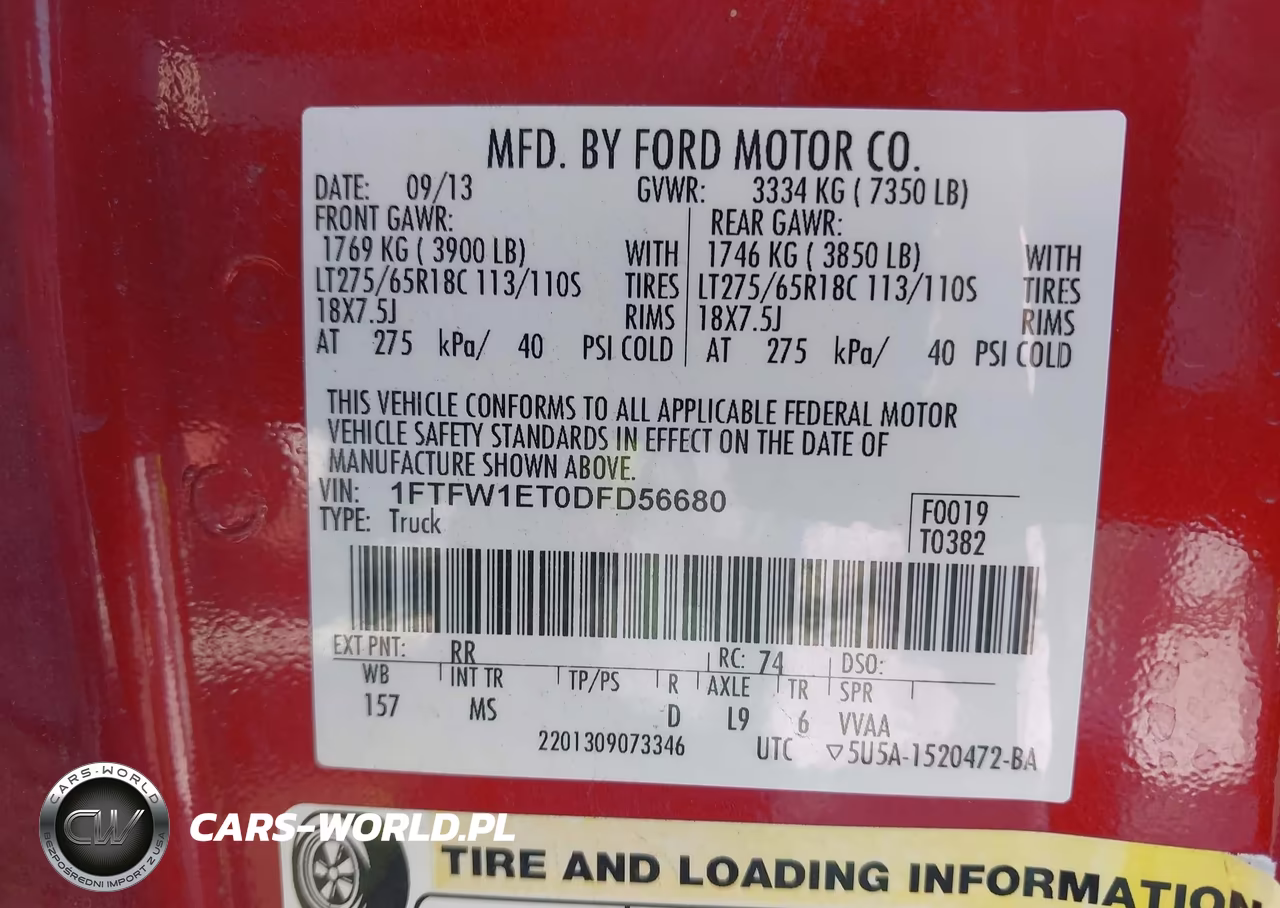 2013 Ford F-150 Xlt VIN:1FTFW1ET0DFD56680 - 9