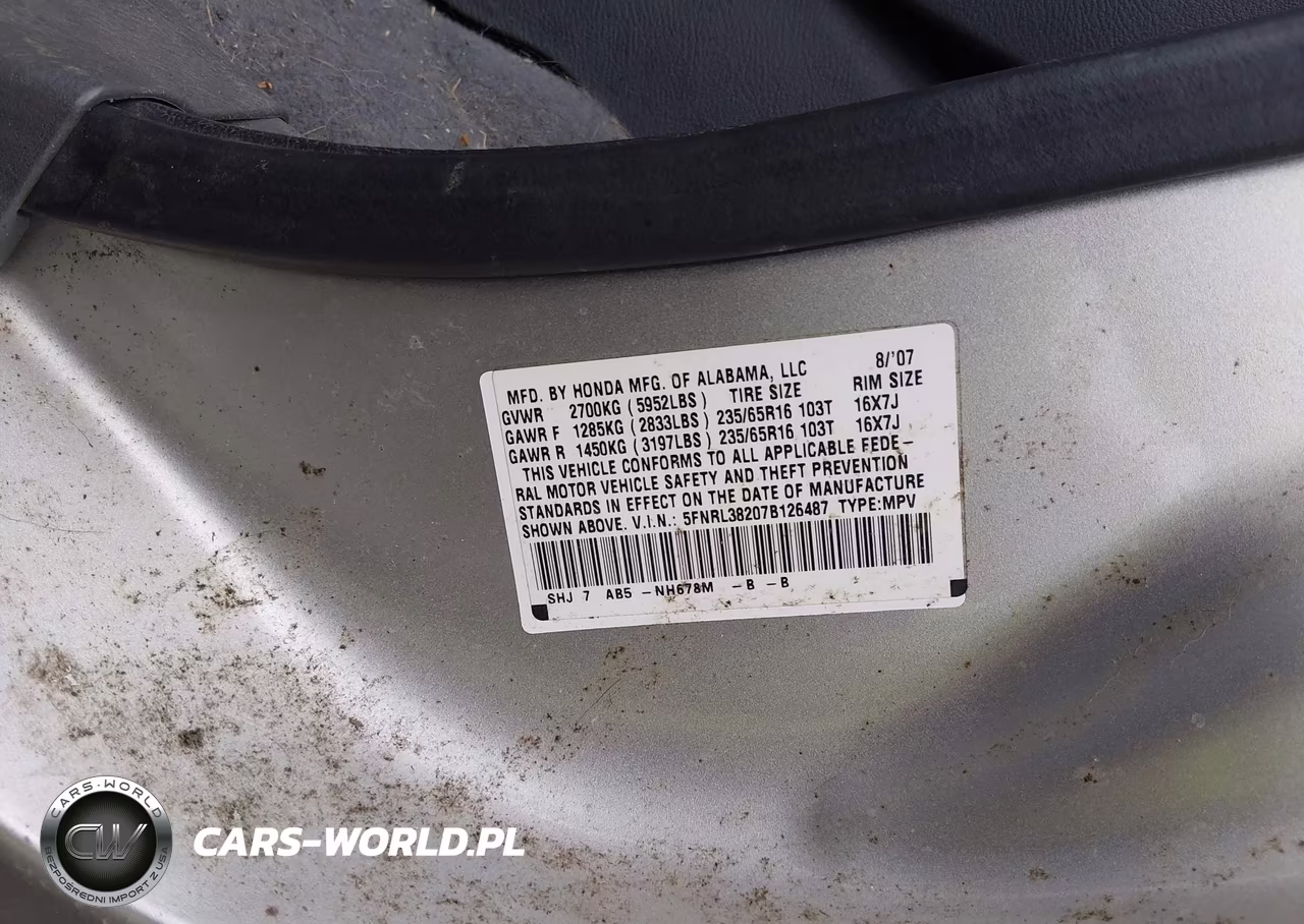 2007 Honda Odyssey Lx VIN:5FNRL38207B126487 - 9
