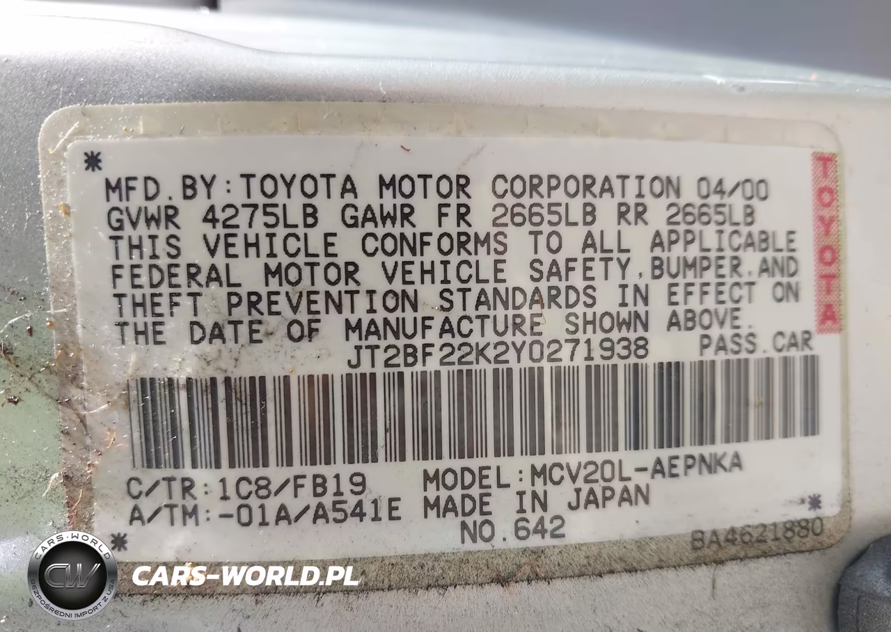 2000 Toyota Camry VIN:JT2BF22K2Y0271938 - 9