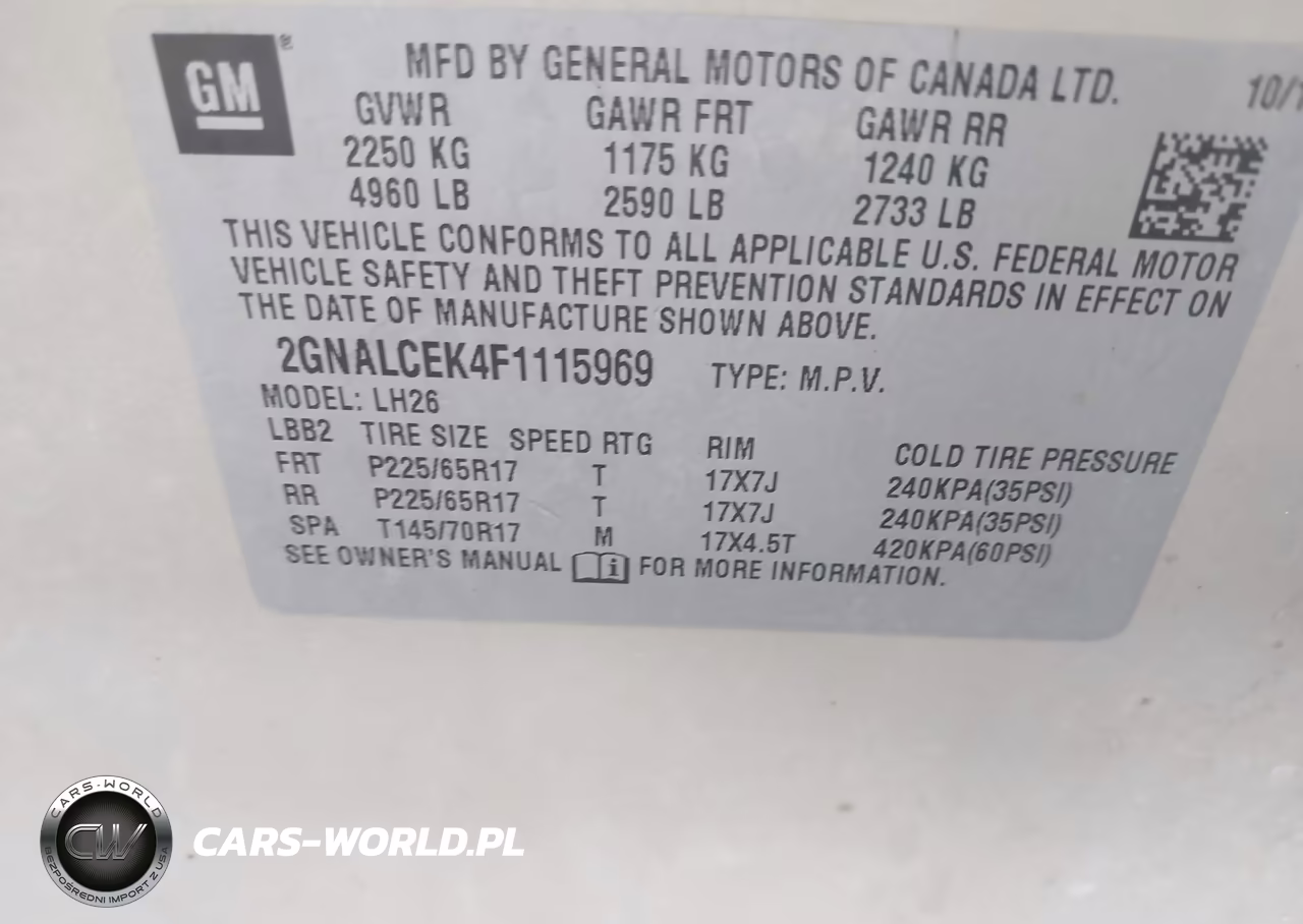 2015 Chevrolet Equinox Lt VIN:2GNALCEK4F1115969 - 9