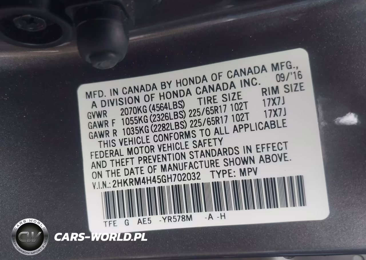 2016 Honda Cr-V Se VIN:2HKRM4H45GH702032 - 9