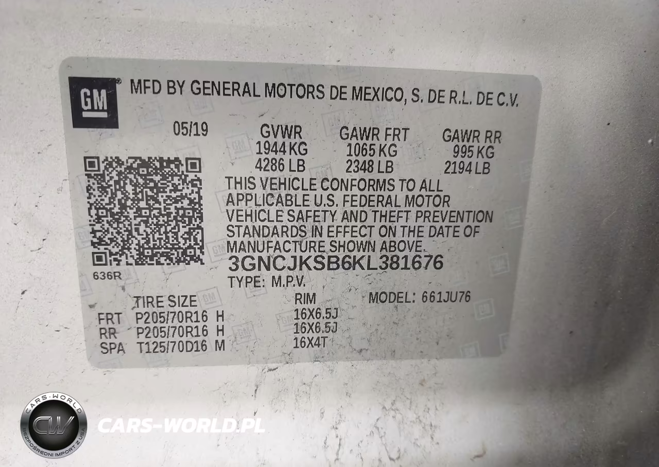 2019 Chevrolet Trax Ls VIN:3GNCJKSB6KL381676 - 9