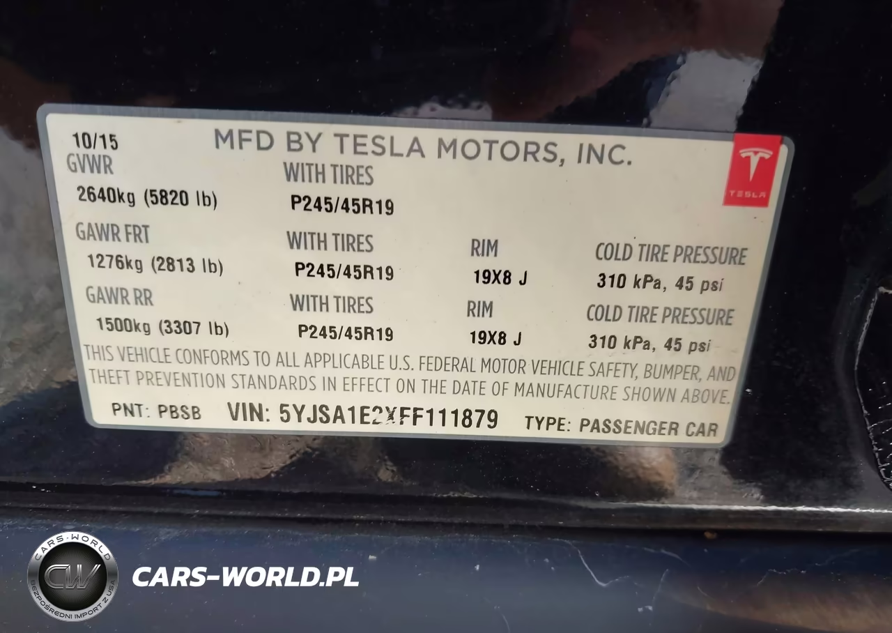 2015 Tesla Model S 70D-85D-P85D VIN:5YJSA1E2XFF111879 - 9