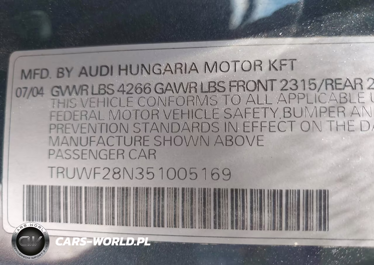 2005 Audi Tt 3.2L VIN:TRUWF28N351005169 - 9