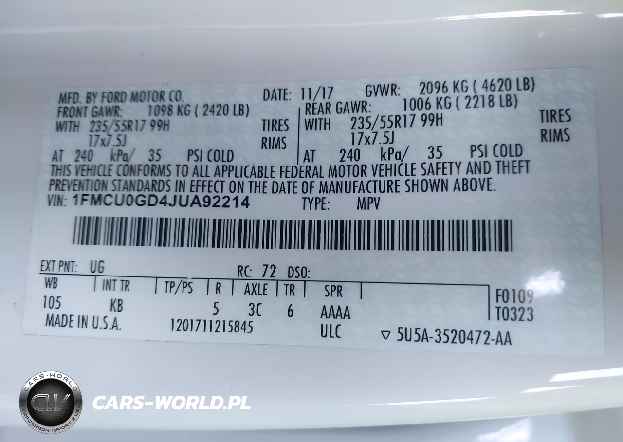 2018 Ford Escape Se VIN:1FMCU0GD4JUA92214 - 9