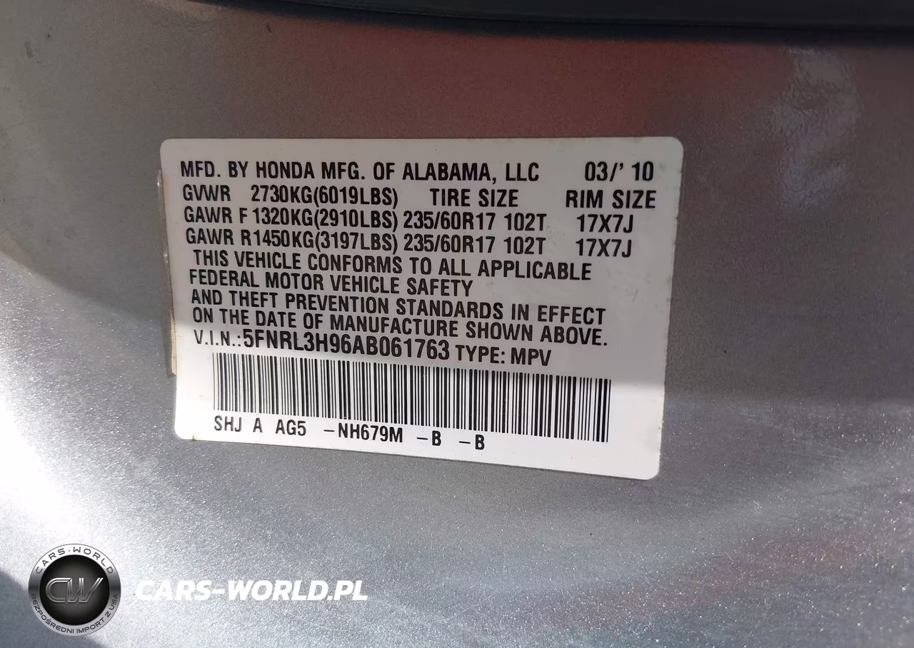 2010 Honda Odyssey Touring VIN:5FNRL3H96AB061763 - 9
