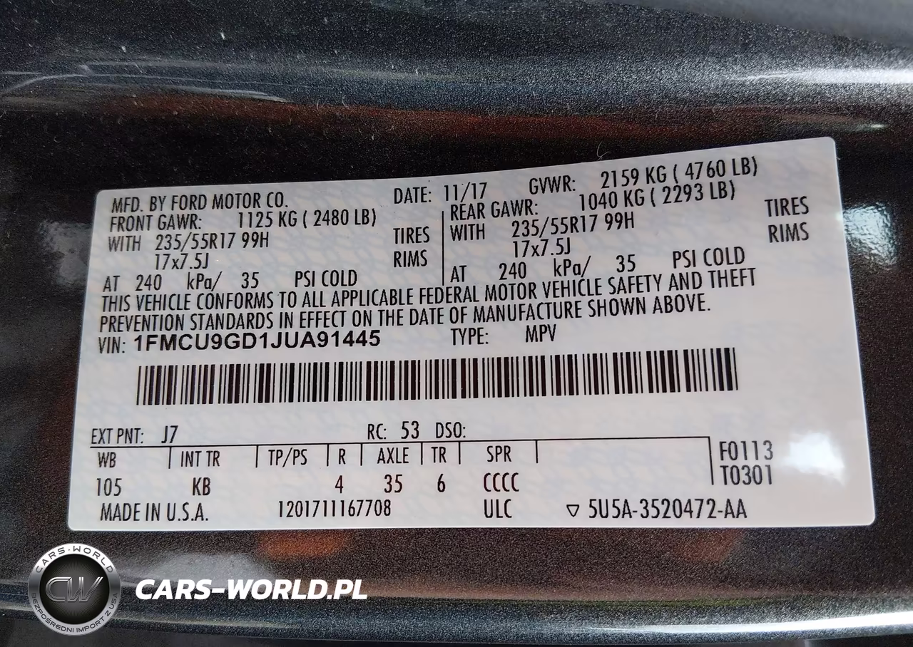 2018 Ford Escape Se VIN:1FMCU9GD1JUA91445 - 9