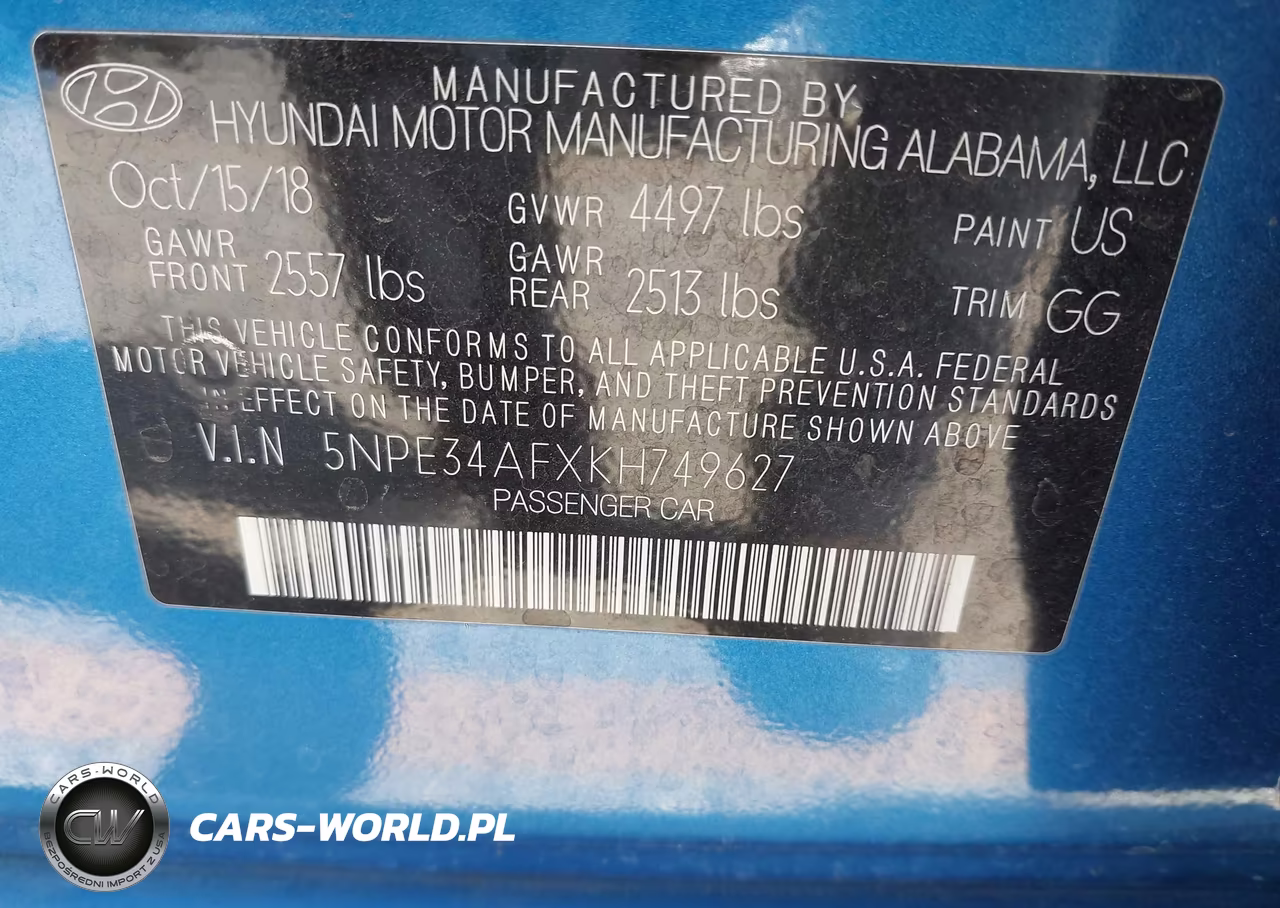 2019 Hyundai Sonata Sel VIN:5NPE34AFXKH749627 - 9