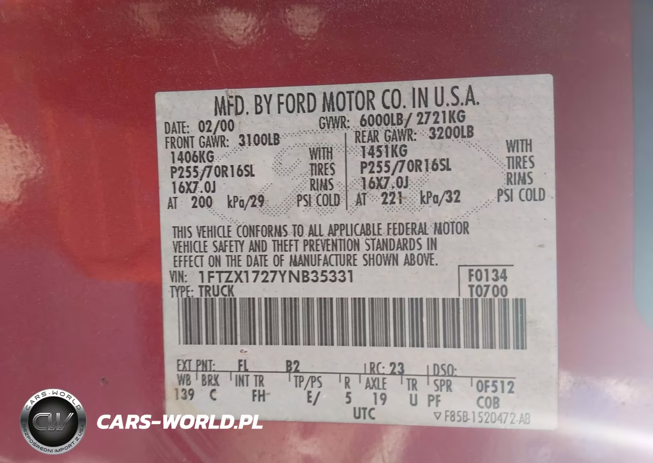 2000 Ford F-150 Work Series-Xl-Xlt VIN:1FTZX1727YNB35331 - 9