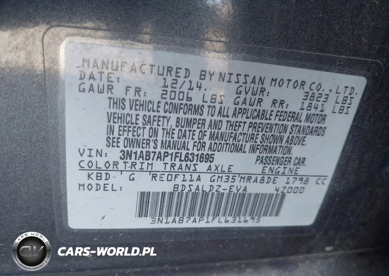2015 Nissan Sentra Fe+ S-S-Sl-Sr-Sv VIN:3N1AB7AP1FL631695 - 9