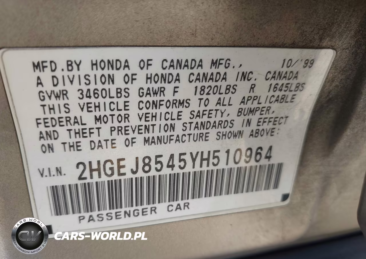 2000 Honda Civic Ex VIN:2HGEJ8545YH510964 - 9