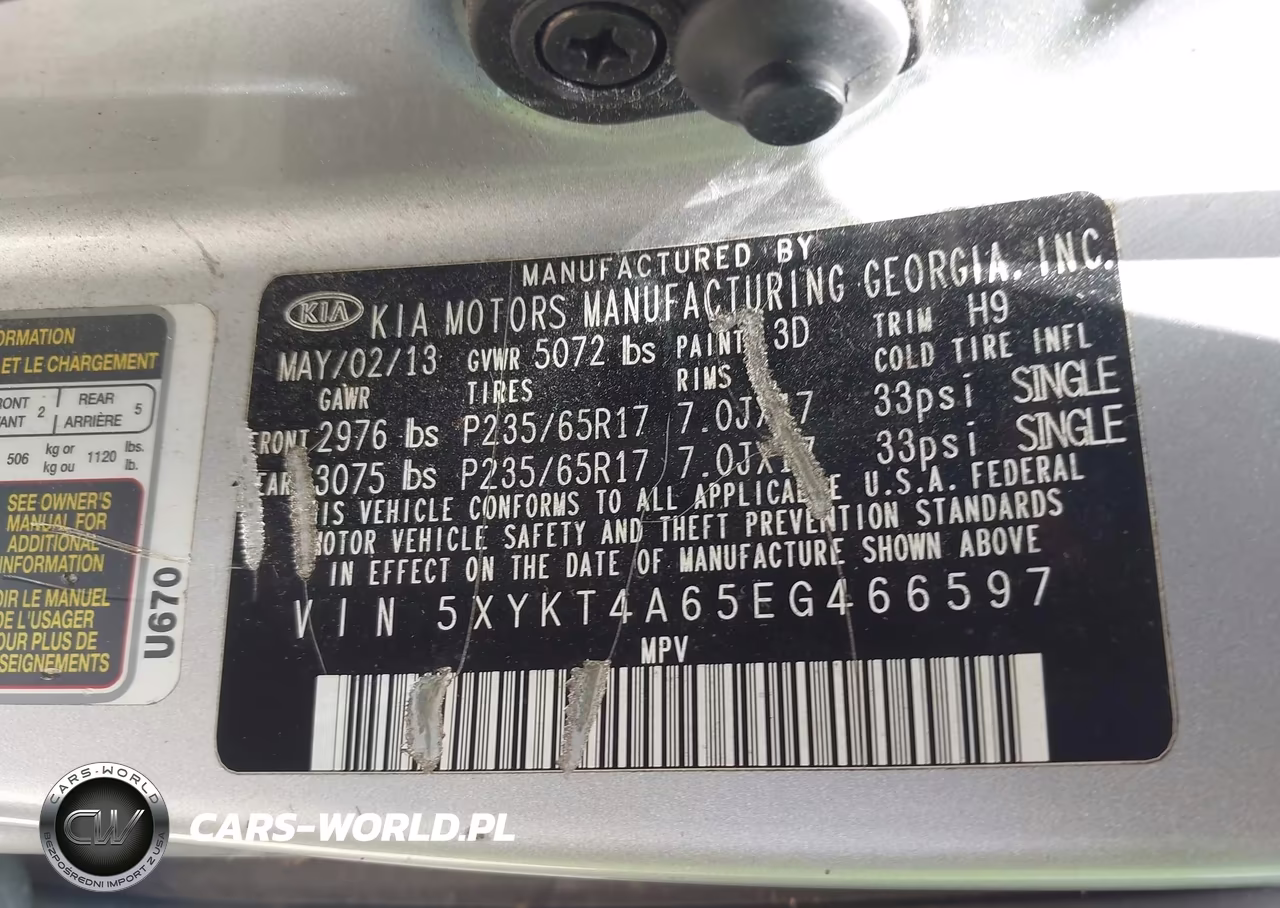 2014 Kia Sorento Lx VIN:5XYKT4A65EG466597 - 9