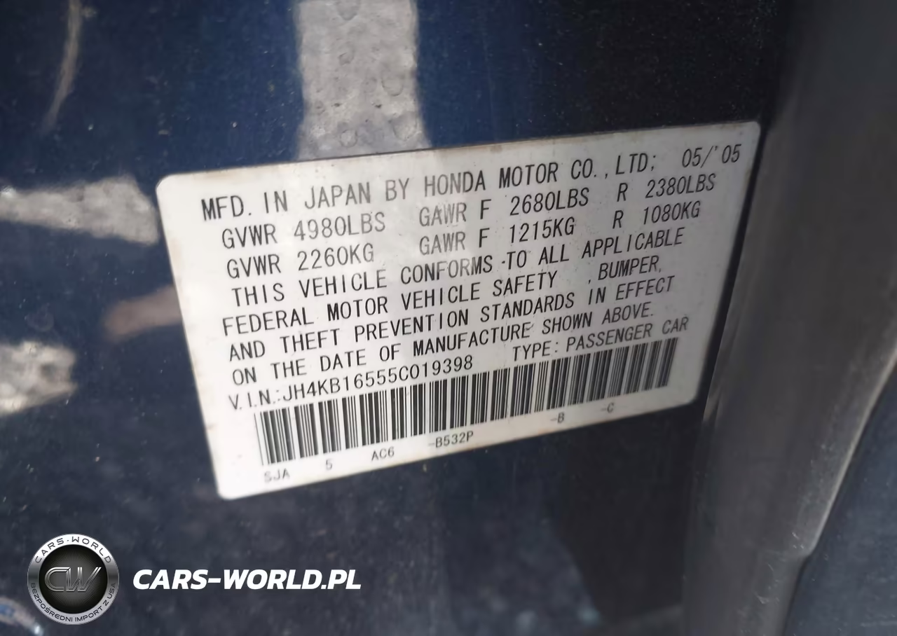 2005 Acura Rl 3.5 VIN:JH4KB16555C019398 - 9