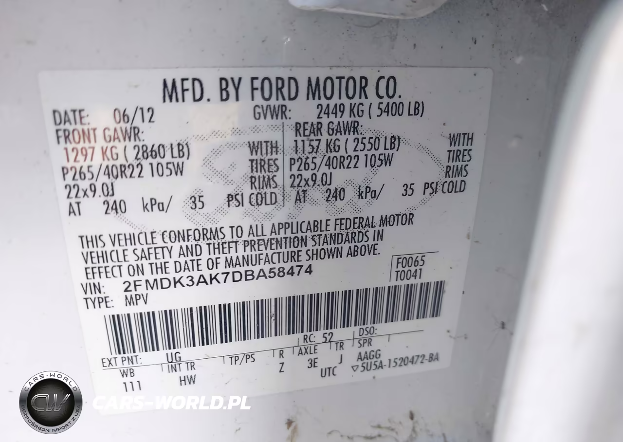 2013 Ford Edge Sport VIN:2FMDK3AK7DBA58474 - 9