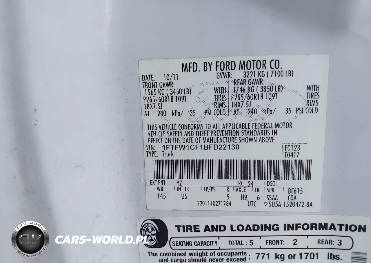 2011 Ford F-150 Xlt VIN:1FTFW1CF1BFD22130 - 9