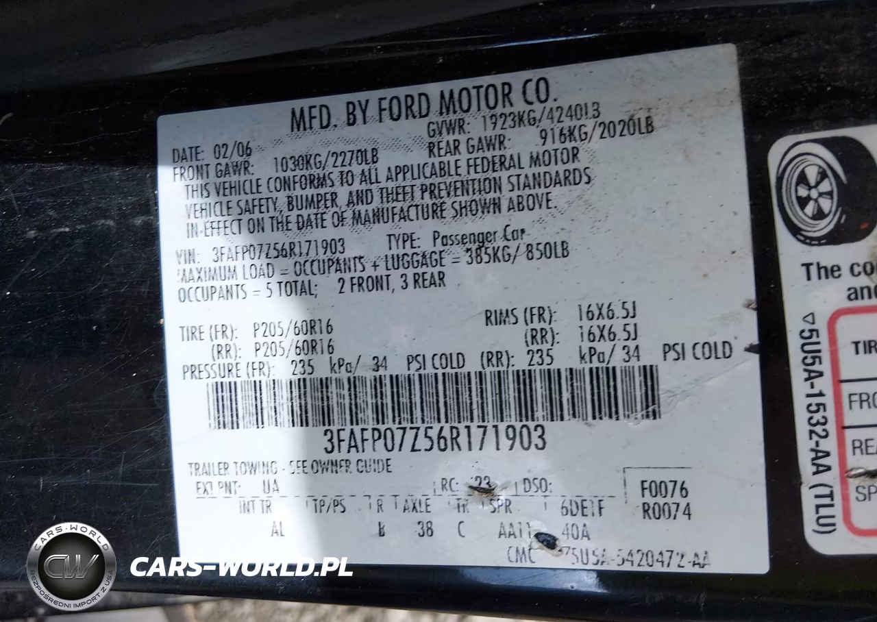 2006 Ford Fusion Se VIN:3FAFP07Z56R171903 - 9