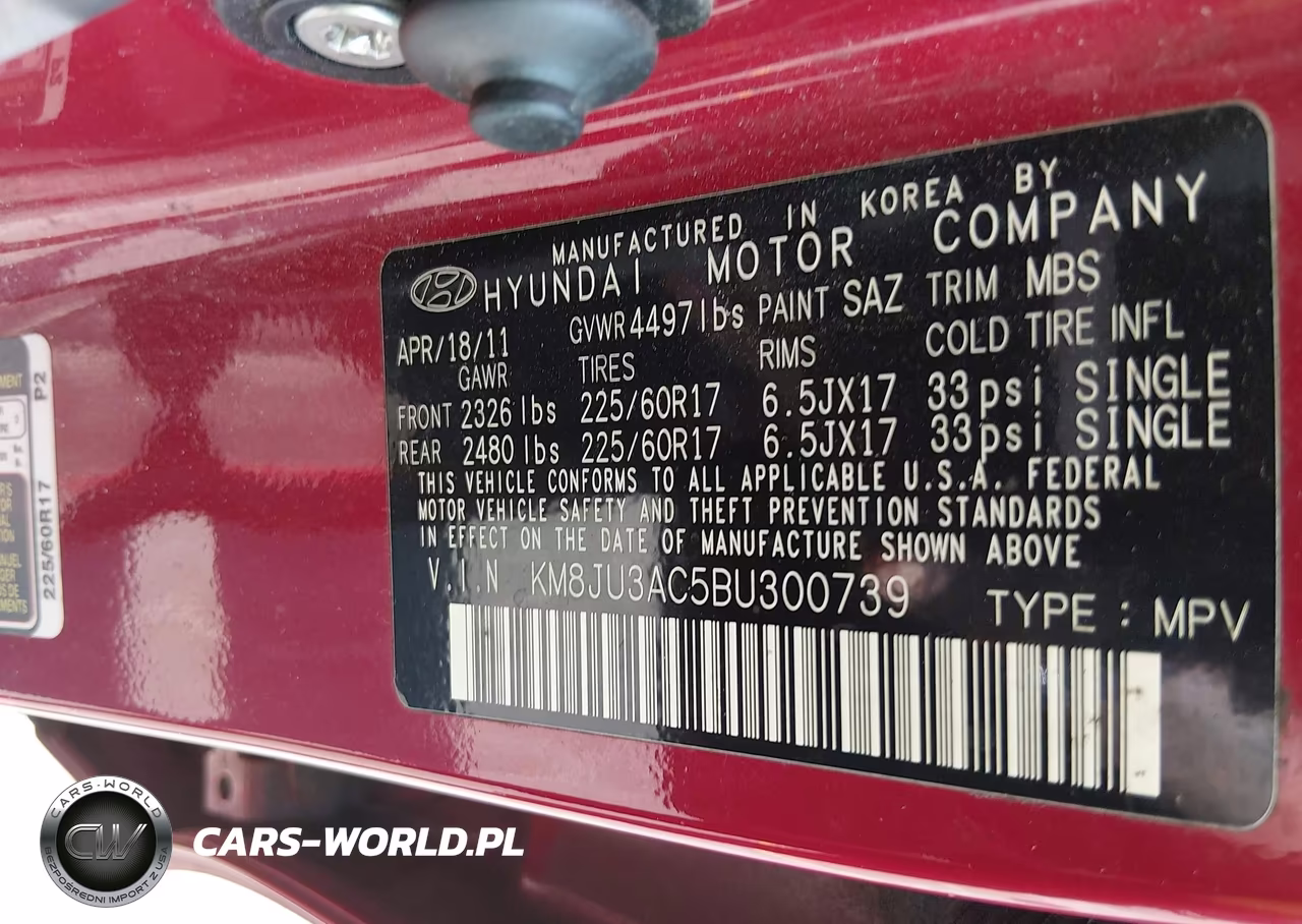 2011 Hyundai Tucson Gls VIN:KM8JU3AC5BU300739 - 9