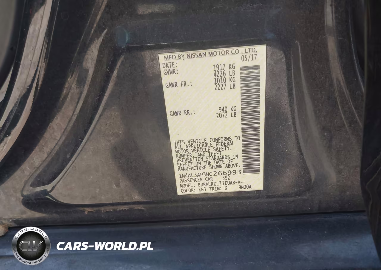 2017 Nissan Altima 2.5 Sl VIN:1N4AL3AP3HC266993 - 9