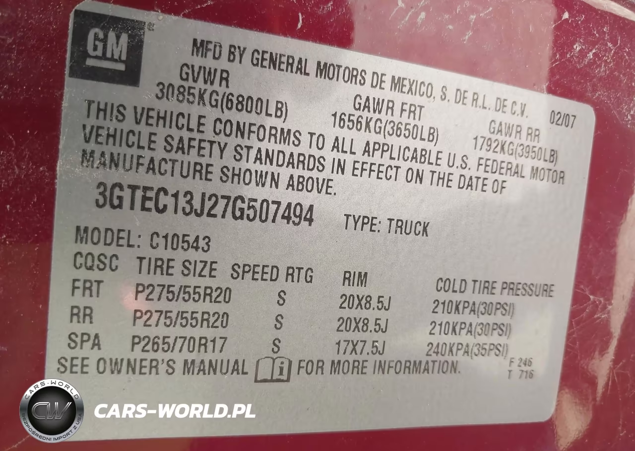2007 GMC Sierra 1500 Slt VIN:3GTEC13J27G507494 - 9