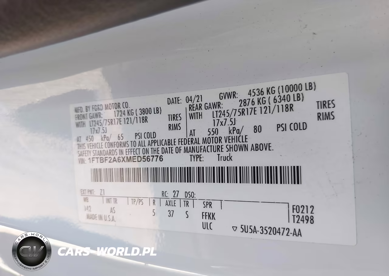 2021 Ford F-250 Xl VIN:1FTBF2A6XMED56776 - 9
