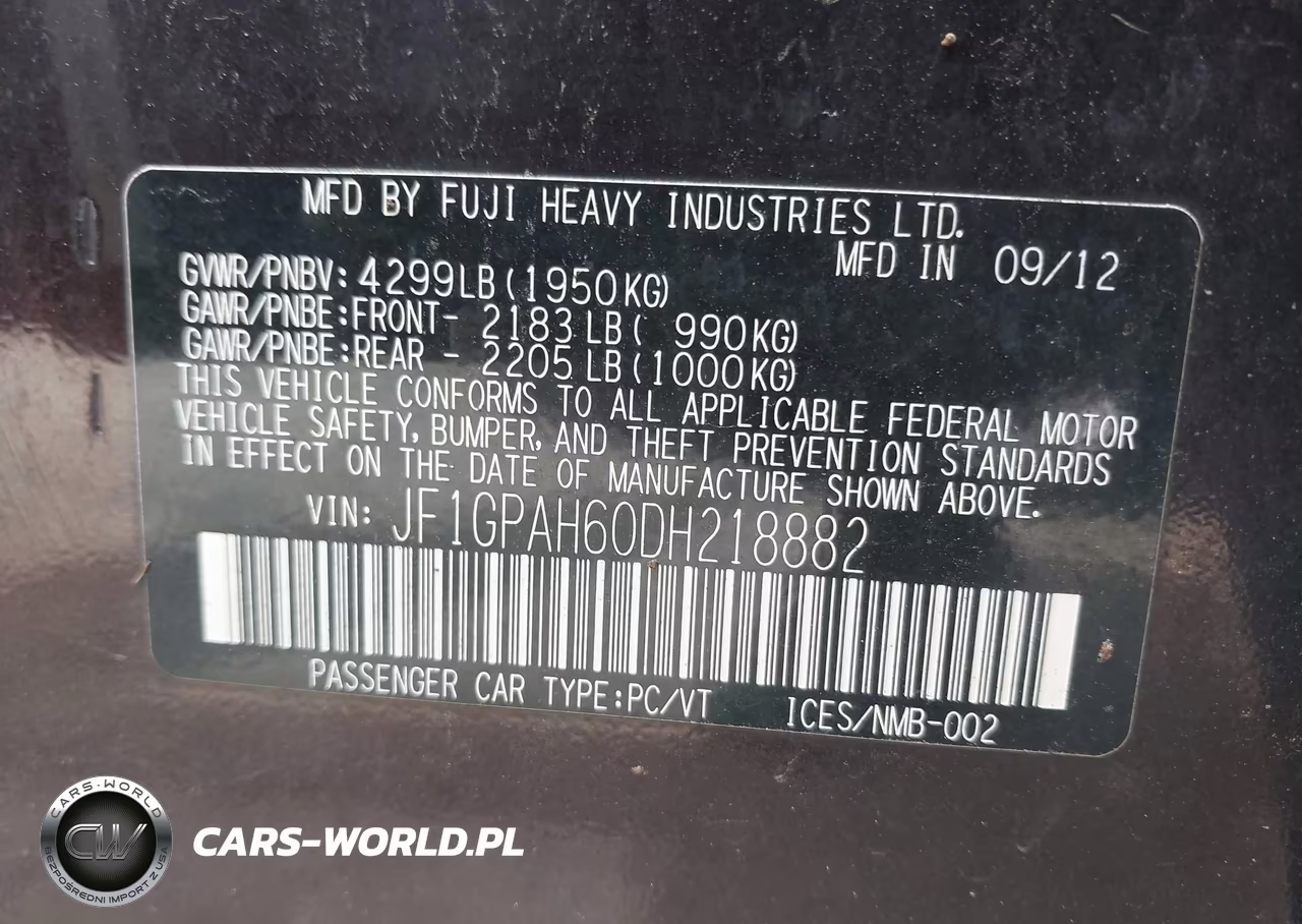 2013 Subaru Impreza 2.0I Limited VIN:JF1GPAH60DH218882 - 9