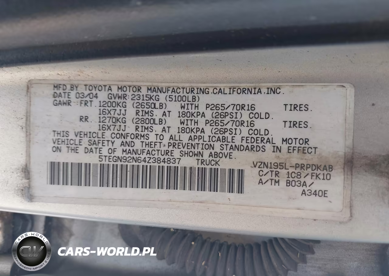 2004 Toyota Tacoma Prerunner V6 VIN:5TEGN92N64Z384837 - 9